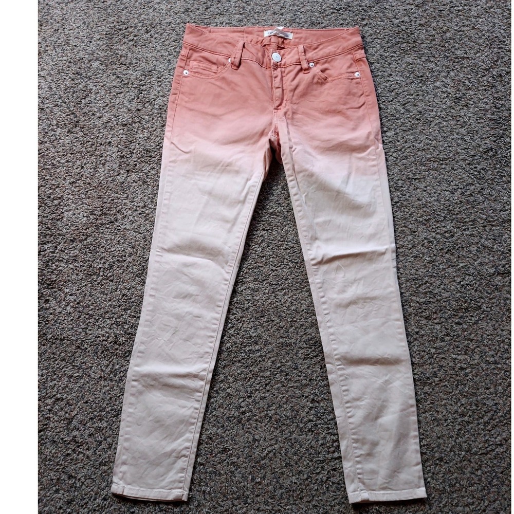 BCBGeneration Jeans Womens 24 Peach Ombre Dip Dye Skinny Low Rise Stretch Denim